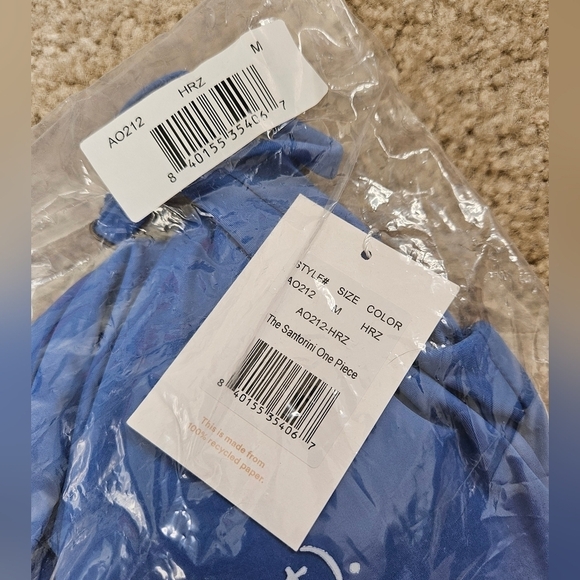 NWT Andie Swim The Santorini One Piece Swimsuit Glossy Eco Nylon in Horizon - Picture 5 of 8